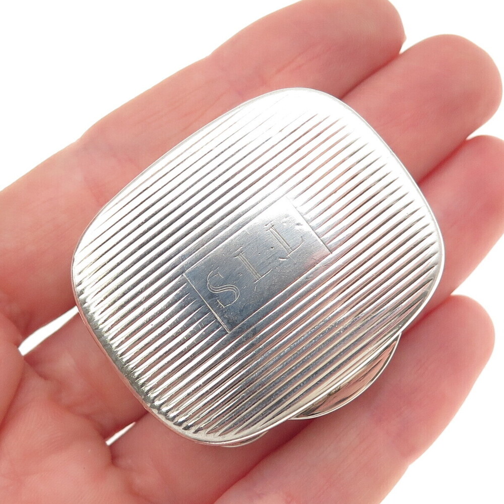 TIFFANY & CO. 925 Sterling Silver Vintage Italy SLL Monogram Pill / Snuff Box